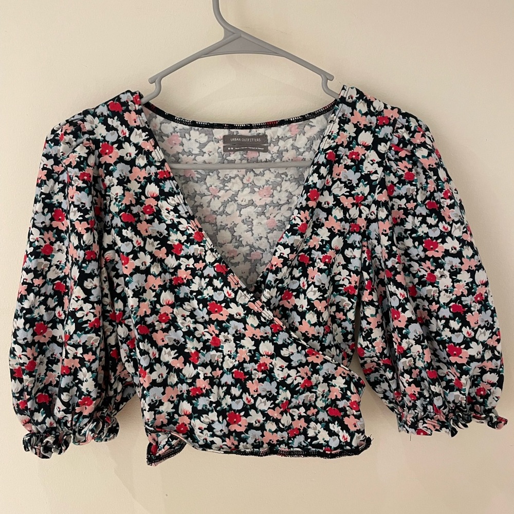 Urban Outfitters Puff Sleeve Wrap Top